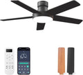 44 Inch Black Ceiling Fan with Lights and Remote - Dimmable, Quiet, Reversible, Low Profile