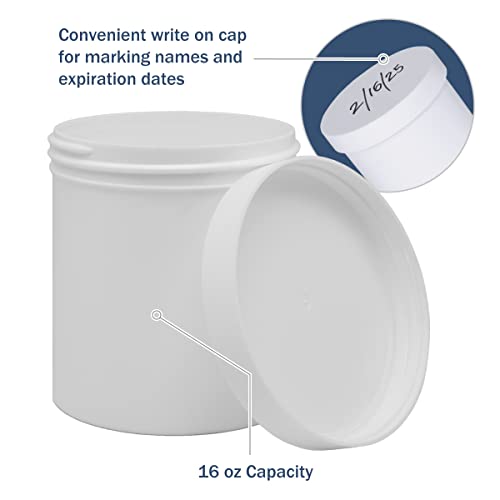 16 Ounce Plastic Ointment Jar with Blue Lid - Pack of 12
