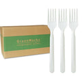 GreenWorks 1000 Count Large Heavy-Duty Compostable Forks - BPI Certified Disposable Cutlery, FORKS