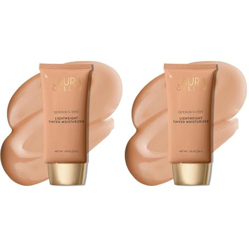 LAURA GELLER NEW YORK Quench-n-Tint Hydrating Foundation - Medium - Sheer to Light Buildable Coverage - Natural Glow Finish - Lightweight Formula with Hyaluronic Acid (Pack of 2)