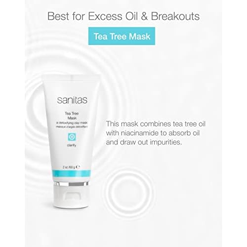 Sanitas Skincare Tea Tree Mask, Purifying Treatment Mask, Detoxifying Clay Blend, Salicylic Acid, 2 Ounces