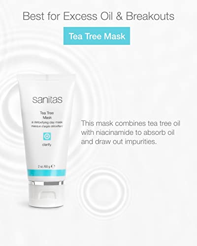 Sanitas Purifying Tea Tree Mask for Oily Skin - Detox & Clear Pores, 2 Oz