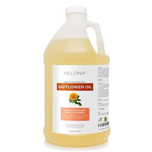 velona Safflower Oil 64 fl oz | 100% Pure and Natural Carrier Oil | Refined, Expeller Pressed | Cooking, Skin, Hair, Body & Face Moisturizing | Use Today - Enjoy Results