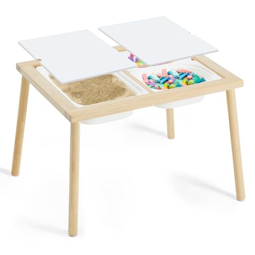 Kids Sensory Activity Table with Storage Bins - Indoor Outdoor Toddler Play Desk