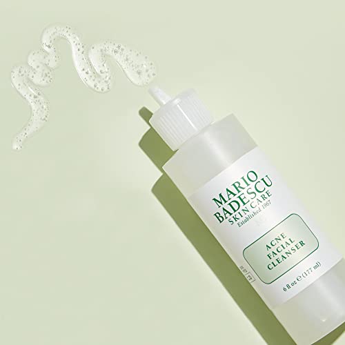 Mario Badescu Acne Facial Cleanser 6oz Pack of 2 - Oil-Free Salicylic Acid Face Wash for Oily & Combination Skin