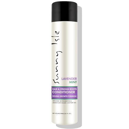 Sunny Isle Lavender Mint Hair and Strong Roots Conditioner 10.1oz | Strengthening with Biotin, Jamaican Black Castor Oil | Paraben & Sulfate Free | Double Growth Formula