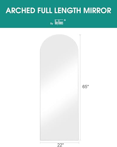 TinyTimes 65x22 Inch White Full Length Arched Floor Mirror with Stand