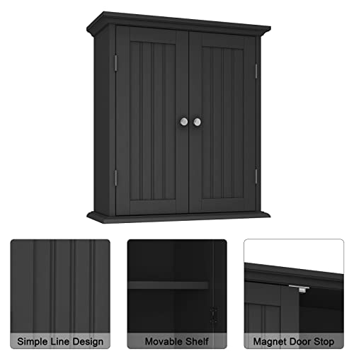 ChooChoo Black Over The Toilet Wall Cabinet 8.8''D x 21.1''W x 24''H Bathroom Storage