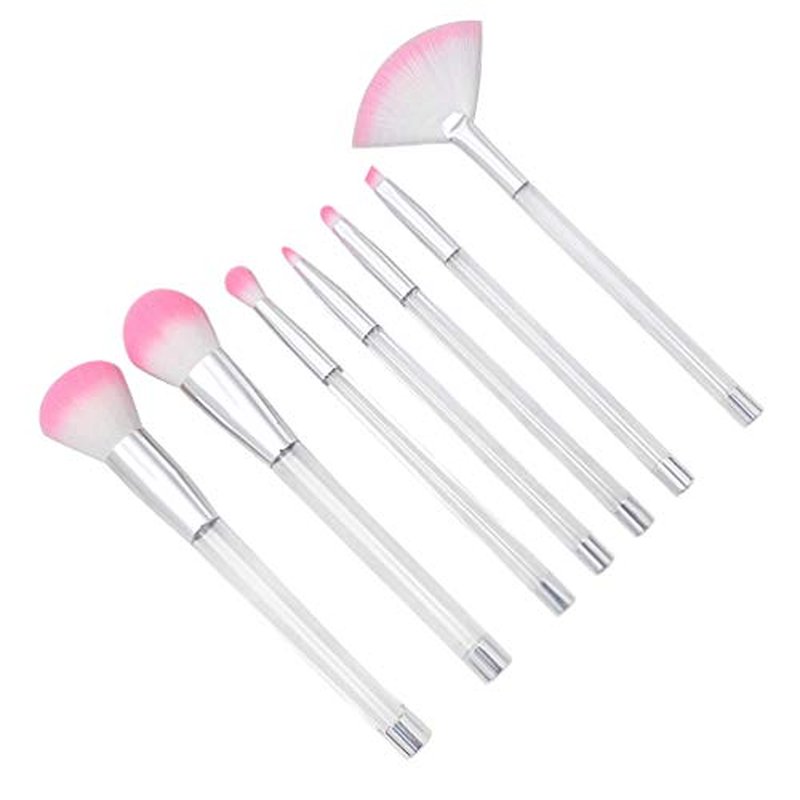 minkissy Transparent Makeup Brush Set with 7 Diy Empty Tube Handles Clear Cosmetic Brush Kit for Professional and Everyday Use 6.69 Inch