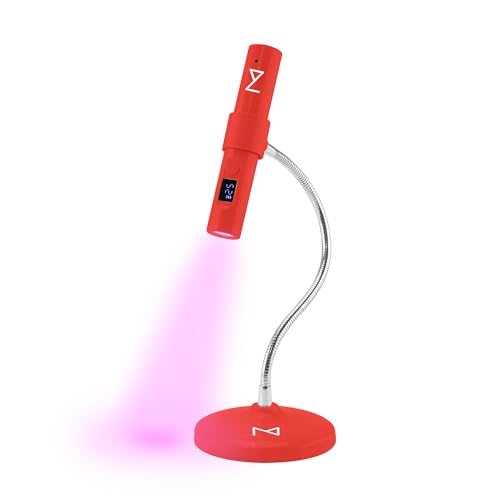 M - GlamCure GO Nail Flash Cure Lamp with Focus Beam Technology, Touch Screen - LED & UV Nail Light - Curing Lamp for Gel Nails, Acrylic, Builder - Portable & Adjustable (Red)