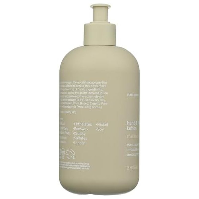 Hydrating Hand & Body Lotion, 16?oz ? Fragrance?Free, 99% Plant?Derived with 2% Colloidal Oatmeal, EWG Verified, Hypoallergenic, Paraben?Free, Sulfate?Free, Cruelty?Free