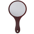 Wooden Handle Makeup Mirror - Handheld Round Cosmetic Mirror for Travel & Home