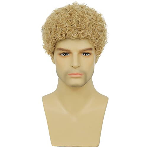Men's Short Blonde Afro Wig - Light Blonde Cosplay & Halloween Costume Wig