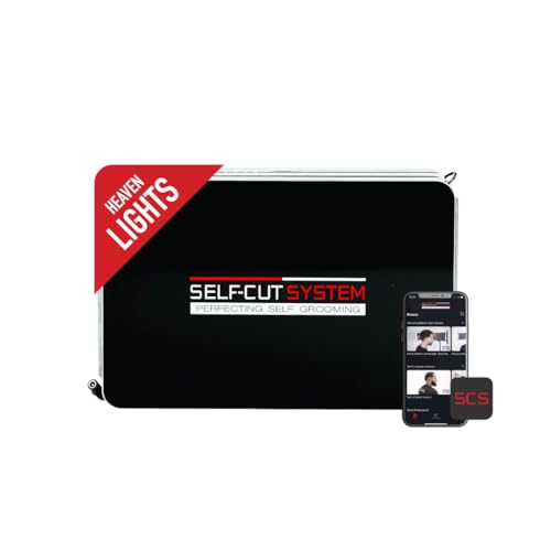 Self-Cut System Heaven Lights 3-Way Mirror with LED Lights, Foldable Travel Mirror for Men’s Haircuts