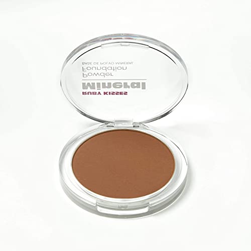 Ruby Kisses Mineral Pressed Powder Foundation, Medium to Full Coverage Natural Finish 0.35 Ounce (Honey Brown)