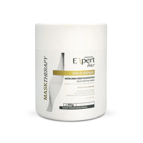 Gold Restorative Hair Mask with Hyaluronic Acid - Repair Damaged Hair & Frizz - 500g / 17.6 Fl Oz - Expert Hair