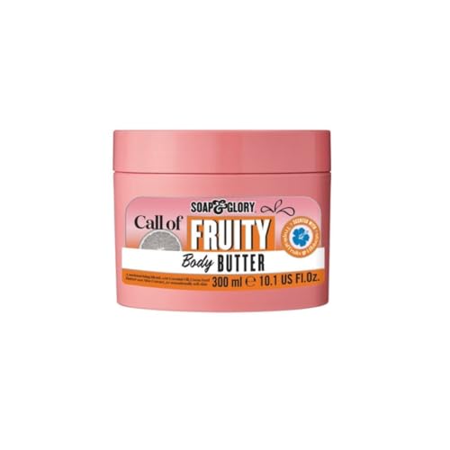 Soap & Glory Call of Fruity Body Butter - Moisturizing Body Cream with Vitamin E, Coconut Oil & Aloe Extracts - Tropical Fruits, Juicy Melon & Hibiscus Cocoa Butter for Dehydrated Skin (300ml)