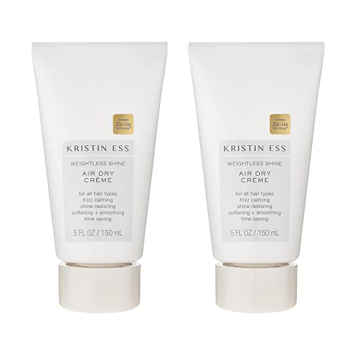 Kristin Ess Hair Weightless Shine Air Dry Creme - Adds Texture + Shine, Calms Frizz, Softens + Smooths Hair, Vegan, Color + Keratin Safe, 5 fl oz (Pack of 2)