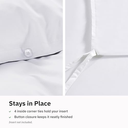 California Design Den Oversized King Duvet Cover White 120x98 Inches - Luxury 400 Thread Count Cotton Sateen, No Comforter