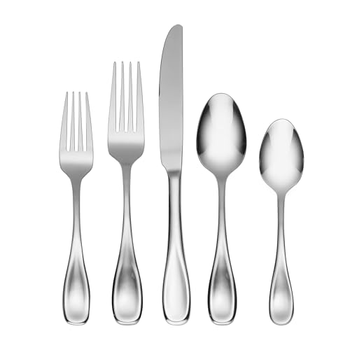 45-Piece Flatware Set for 8 - Modern Voss Silverware with Teardrop Handles