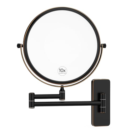 Nicesail Orb 1X/10X Magnifying Makeup Mirrors for Wall Mounted Makeup Mirror 8 Inch, Double-Sided 10x Magnifying Mirror Wall Mount, Oil Rubbed Bronze (8 Inch, 10X)