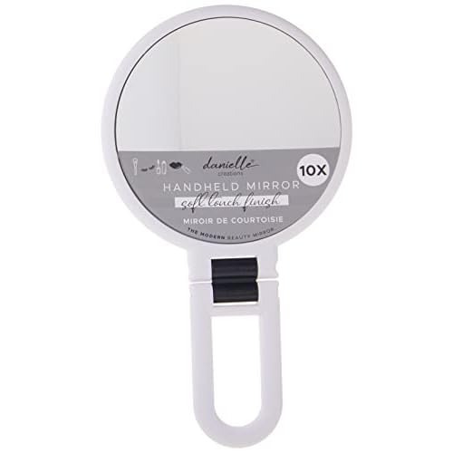 Danielle Soft Touch Hand Held Mirror, White