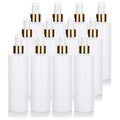 JUVITUS 8 oz Clear Natural Refillable Plastic Squeeze Bottle with Gold Metal Fine Mist Spray (12 pack)