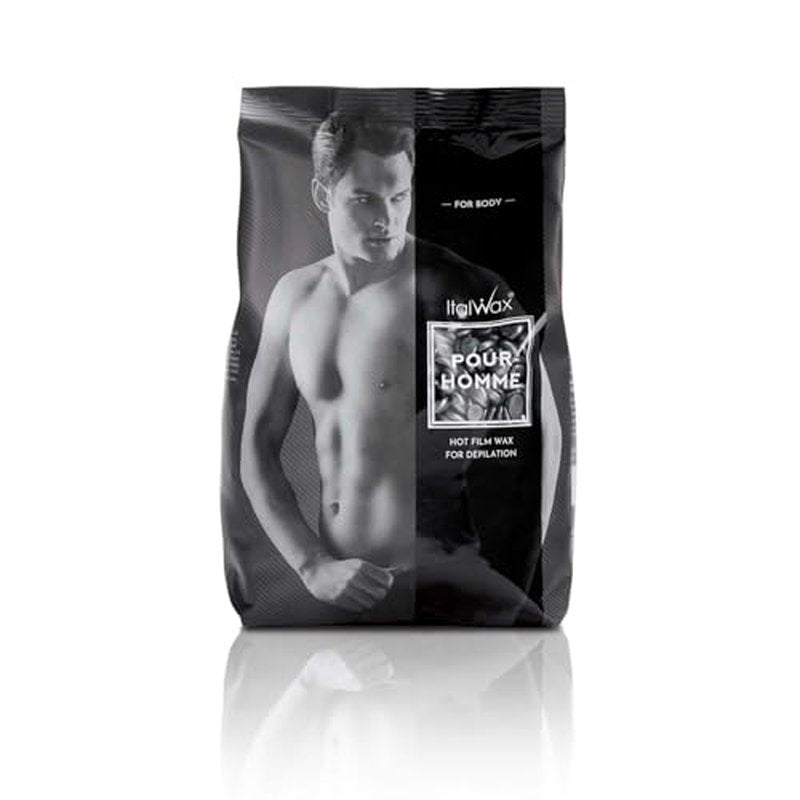 Italwax Pour Homme - 500g / 1.1lb - Hard wax beads for hair removal - Special for man - Natural formulation - Easily removes coarse hairs - Ideal for barber shops