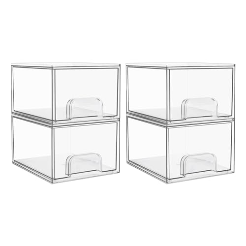 Vtopmart 4Pack 4.4''Tall and 2Pack 12'' Wide Stackable Makeup Organizer Storage Drawers Set
