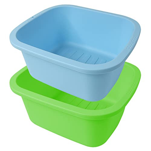 HOMELEX Foot Soaking Basin 2 Pack – Large Foot Bath Tub for Pedicure, Green & Blue, 15 x 13.7 x 6.7 in