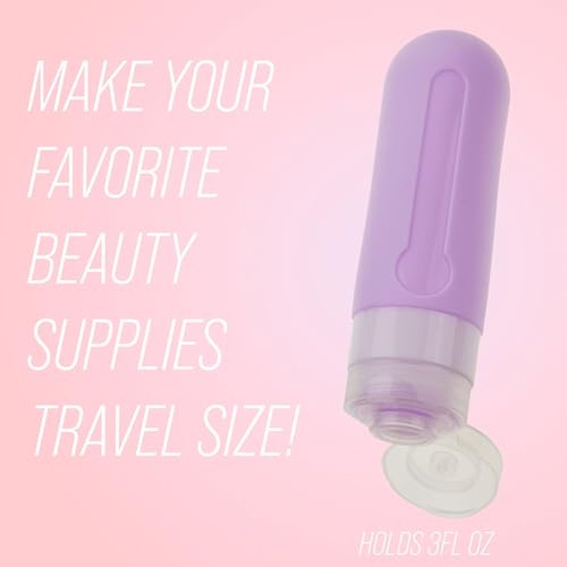 EXPRESSIONS 4pc Refillable Travel Bottles Set ? Leakproof Squeeze Bottles with Snap Caps, Toiletry Containers with Labels & Clear Zip Pouch for Travel, Gym, and Beauty On the Go