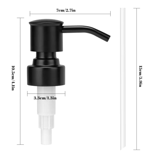 Soap Dispenser Pump Replacement 304 Stainless Steel for Regular Mouth Bottle for Standard 28/400 Thread Size Kitchen Bathroom Lotion Refill Dispenser 2 Pack(Black)