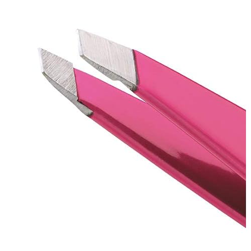 Tweezerman Mini Slant and Point Tip Tweezer - Tweezers Set for Eyebrows, Travel Tweezers for Eyebrows, Facial Hair, (Pack of 2)
