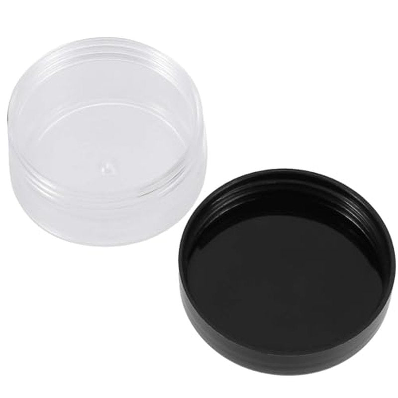 150 Pieces 10 Gram Plastic Cosmetic Sample Containers Jars with Black Lids, BPA Free, Small Lip Balm Containers, Clear Empty Lip Scrub Container for Creams and Lotions