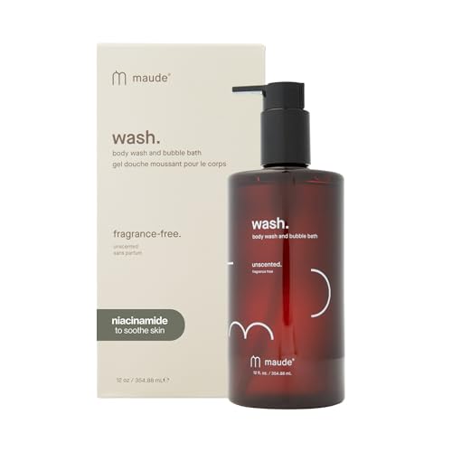 Fragrance-Free Maude Wash No. 0 - Unscented pH Balanced Body Wash & Bubble Bath with Niacinamide
