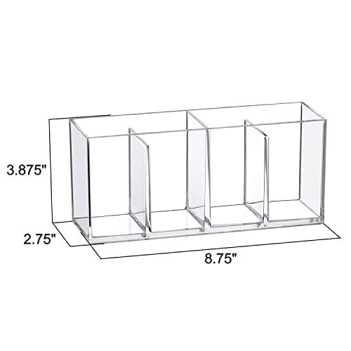 Acrylic Makeup Organizer 2-Pack with 4 Compartments, Vanity Storage for Brushes and Eyebrow Pencils