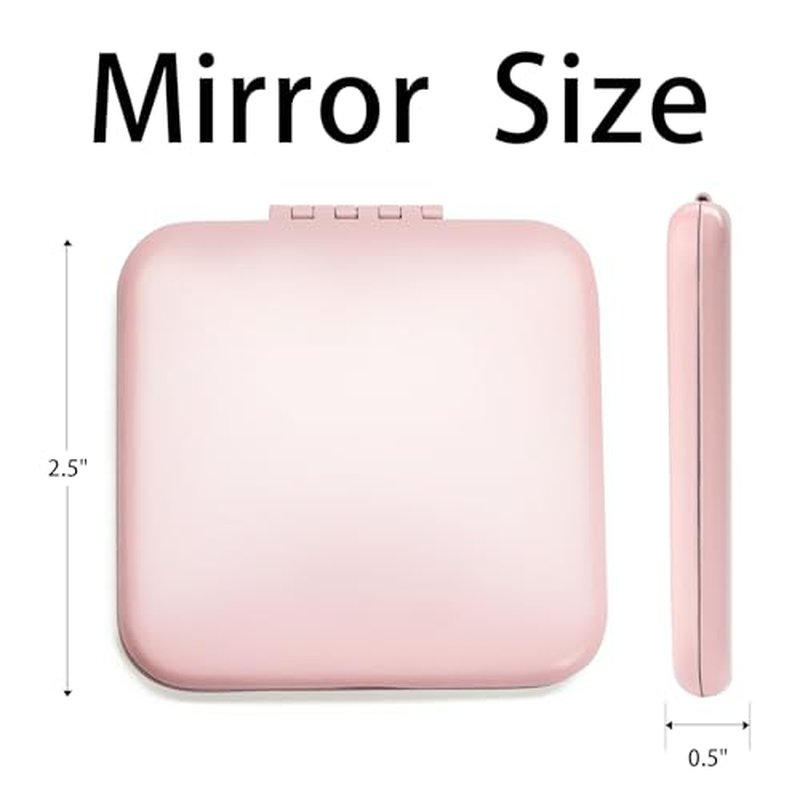 Compact Mirror, Pocket Travel Makeup Mirror for Purse, Metal Square Shell, 2-Sided 1X/2X Magnifying, Portable, Folding, Handheld, Pink,6 Pack