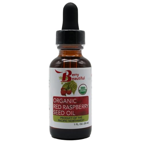 Berry Beautiful Organic Red Raspberry Seed Oil - 1 Fl Oz, Cold-Pressed Skin & Hair Moisturizer