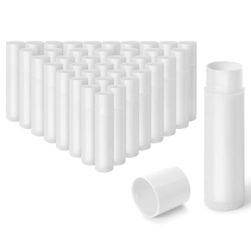 50Pcs Empty Lip Balm Tubes 5.5ml - BPA Free and Leak-Proof Small Twist-Up Lip Containers for DIY Homemade Lipstick Balm, White