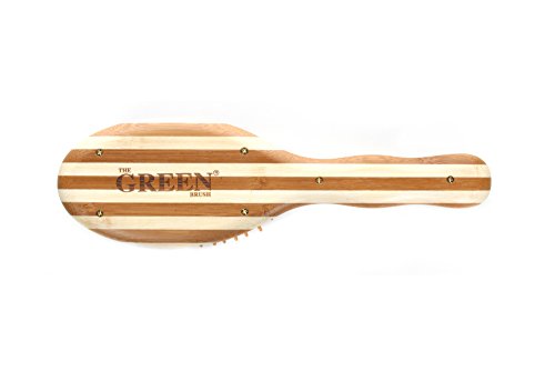Large Oval Wooden Bristle Hair Brush with Bamboo Handle - Body Care