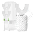Electric Sonic U-Shaped Toothbrush for Adults with 5 Brush Heads & Storage Cup - White-Cup