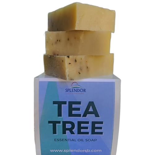 Splendor Tea Tree Soap Bar ? Handmade Cold Process Natural Face & Body Soap with Eucalyptus & Peppermint ? Vegan, Moisturizing, Gentle Cleanse ?with Shea Butter