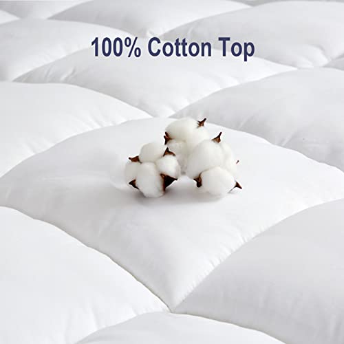 White King Pillow Top Mattress Topper 100% Cotton with Down Alternative Fill