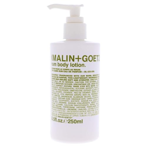 MALIN+GOETZ Rum Body Lotion | Lightweight Hydrating Lotion with Vitamin B5, Avocado + Grapeseed Oils | Nourishing, Fast-Absorbing Moisturizer | Vegetarian + Cruelty-Free | Dark Rum Scent (8.5 Fl Oz.)