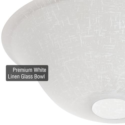 Ceiling Fan Globe Replacement Shade 13 Inch White Linen Glass Bowl