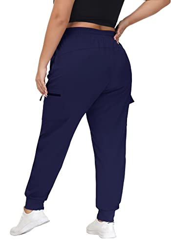 SEKINO Women's Plus Size Navy Cargo Pants - Lightweight Quick Dry Hiking Joggers 3X