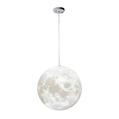 MQ 10 Inch Moon Pendant Lamp with Remote Control, Adjustable Brightness, 3D Surface for Home & Business - Includes 12W E26 LED Bulb
