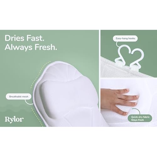 Rylor Full Body Bath Pillow ? Luxury Cushion for Bathtub | Extra Large & Thick | Premium Packaging - Head, Neck, Shoulder & Back Support ? Quick-Dry, Mold Resistant ? for Women & Men (White)