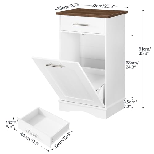 HOOBRO 10 Gallon Tilt Out Trash Cabinet White Walnut - Kitchen & Laundry Storage