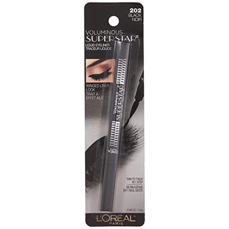 L'Oreal Paris Voluminous Superstar Liquid Eyeliner Pen, Black, 0.056 oz